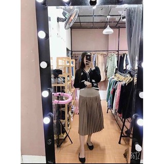 Chân váy bầu xếp ly dáng dài