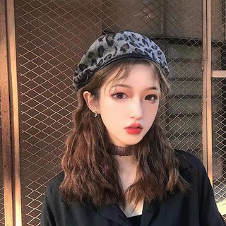 Nón baret hoạ tiết da báo