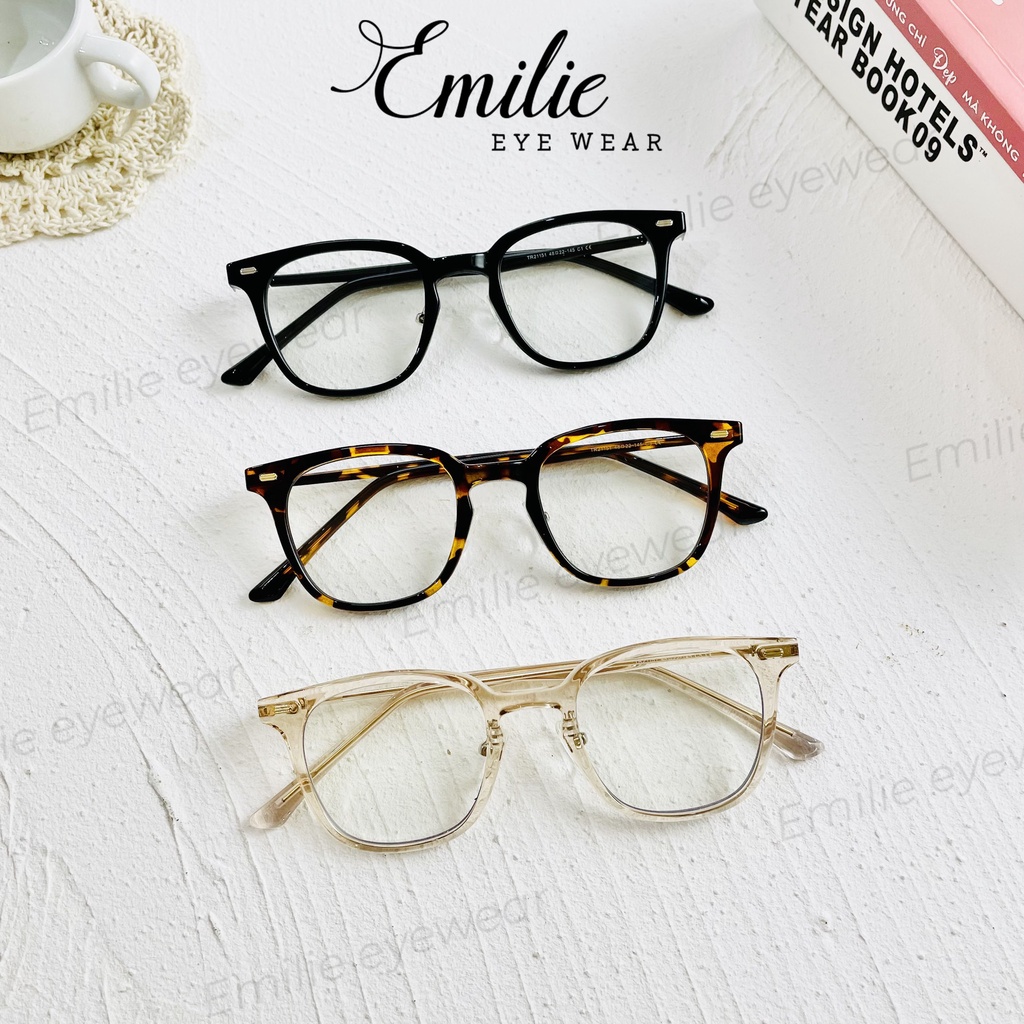 Gọng kính nam nữ. Form vuông basic kèm nhựa dẻo cao cấp TR21151 Siêu hot 2022 I Jenny eyewear
