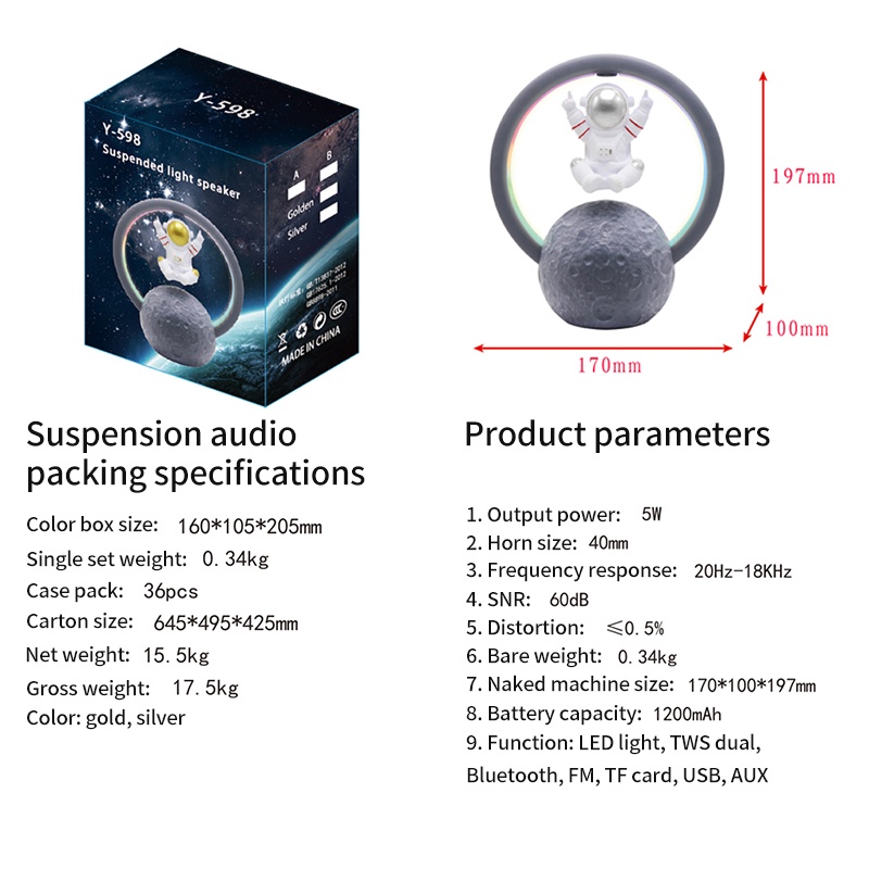 Bluetooth loa sáng tạo Phi Hành Gia nổi phi hành gia loa siêu trầm không dây trình bày