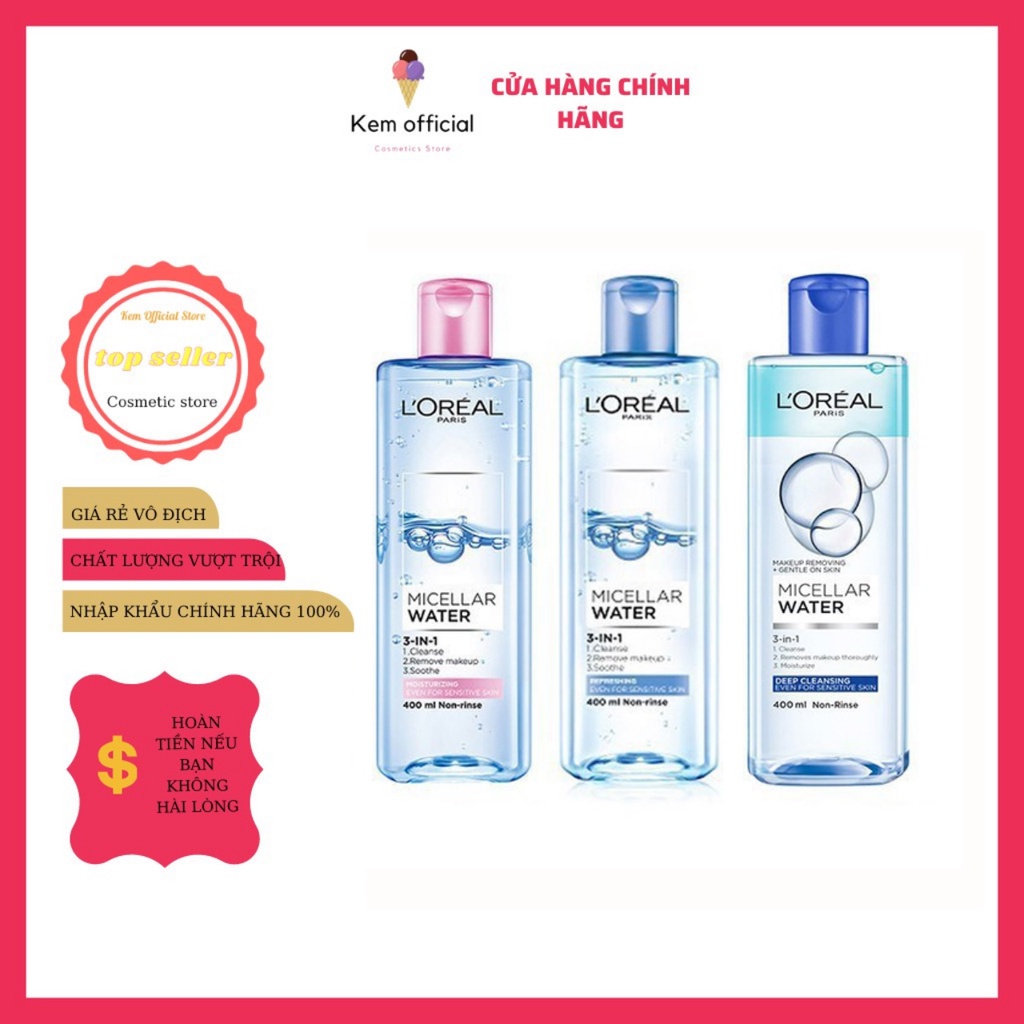 Nước Tẩy Trang Loreal L'Oreal Paris Micellar Water Dành Cho Mọi Loại Da 95ml - 400ml | BigBuy360 - bigbuy360.vn