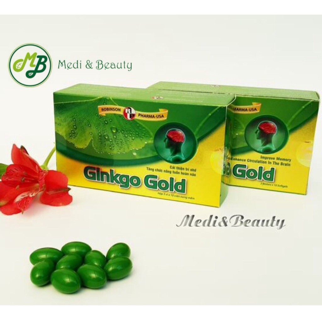 Viên uống tuần hoàn não, ginkgo biloba, tăng cường trí nhớ, giảm stress GINKGO Gold hộp 30 viên