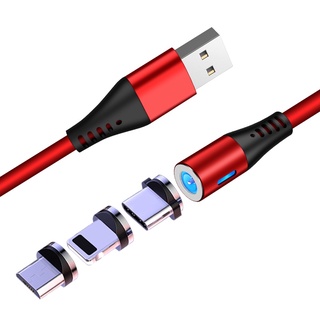 Cáp Sạc Từ Tính 3 Trong 1 360 Độ Micro USB Type C Có Đèn Led Cho Android