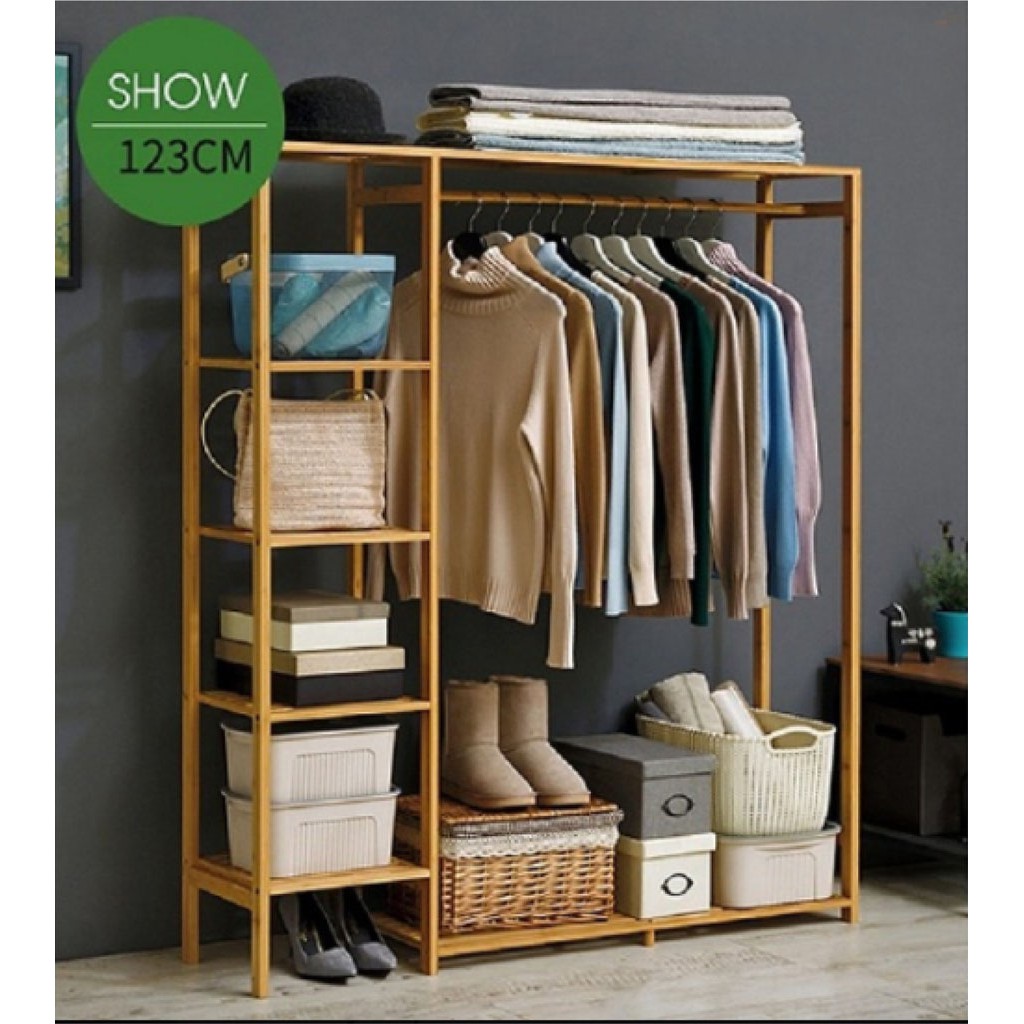 Tủ Quần Ao Gỗ Thong Tự Nhien 103x150 Cm Tủ Treo Quần Ao đoi 5 Tầng Chinh Hang 598 000đ