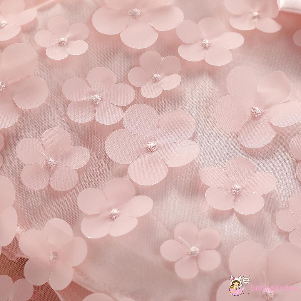 Đầm Lưới Không Tay Màu Trơn In Hoa Xinh Xắn Cho Bé Gái 3 Tháng Tuổi