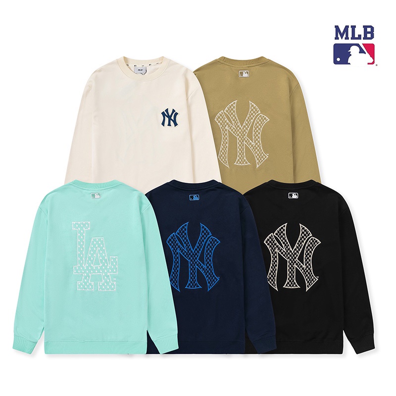 ❤❀  ❤ Mlb Áo Sweater Tay Dài Cổ Tròn Thêu Họa Tiết Thời Trang Cho Nam Nữ
