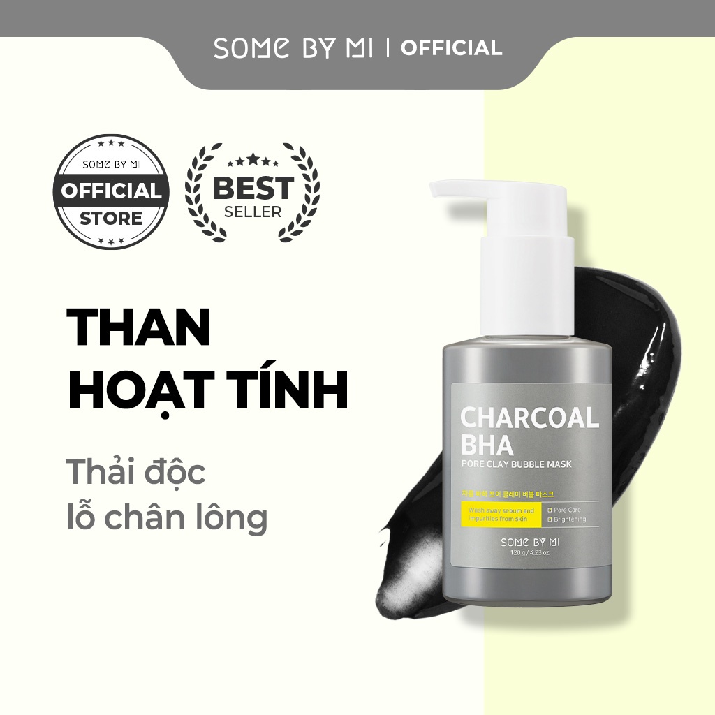 Sữa rửa mặt thải độc than hoạt tính làm sạch lỗ chân lông SOME BY MI Charcoal BHA Pore Clay Bubble Mask120g