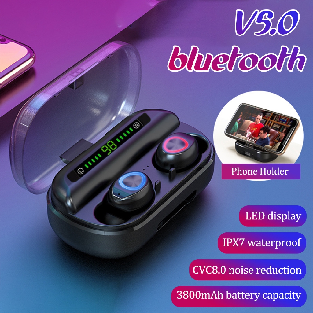 bluetooth 5.0 Headset TWS Wireless Mini Earbuds 5D Stereo Bass In Ear Headphones