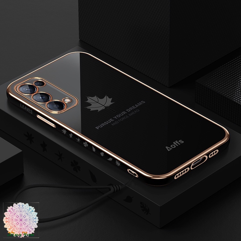 Ốp Điện Thoại Mềm Họa Tiết Lá Phong Có Dây Đeo Cho OPPO Reno 4SE 5 5K 5Pro 5Pro+ 6 6Z
