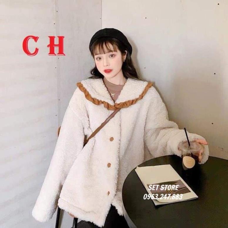Áo Khoác Lông Cadigan Viền Cổ, Cổ Bẻ Thời Trang Mùa Đông,Áo nỉ Sweater Hàn Quốc