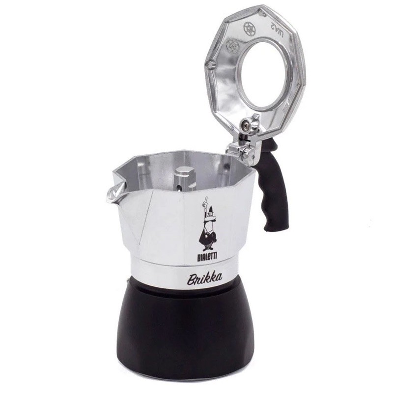 [CHÍNH HÃNG] Ấm pha cà phê kiểu Ý MOKA Bialetti Brikka 2 cups (100ml) nhôm + van áp suất tạo bọt CREMA cho cf Espresso