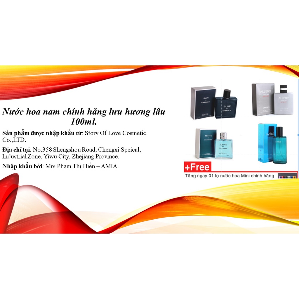 Nước hoa nam chính hãng lưu hương lâu 100ml tặng quà 60k