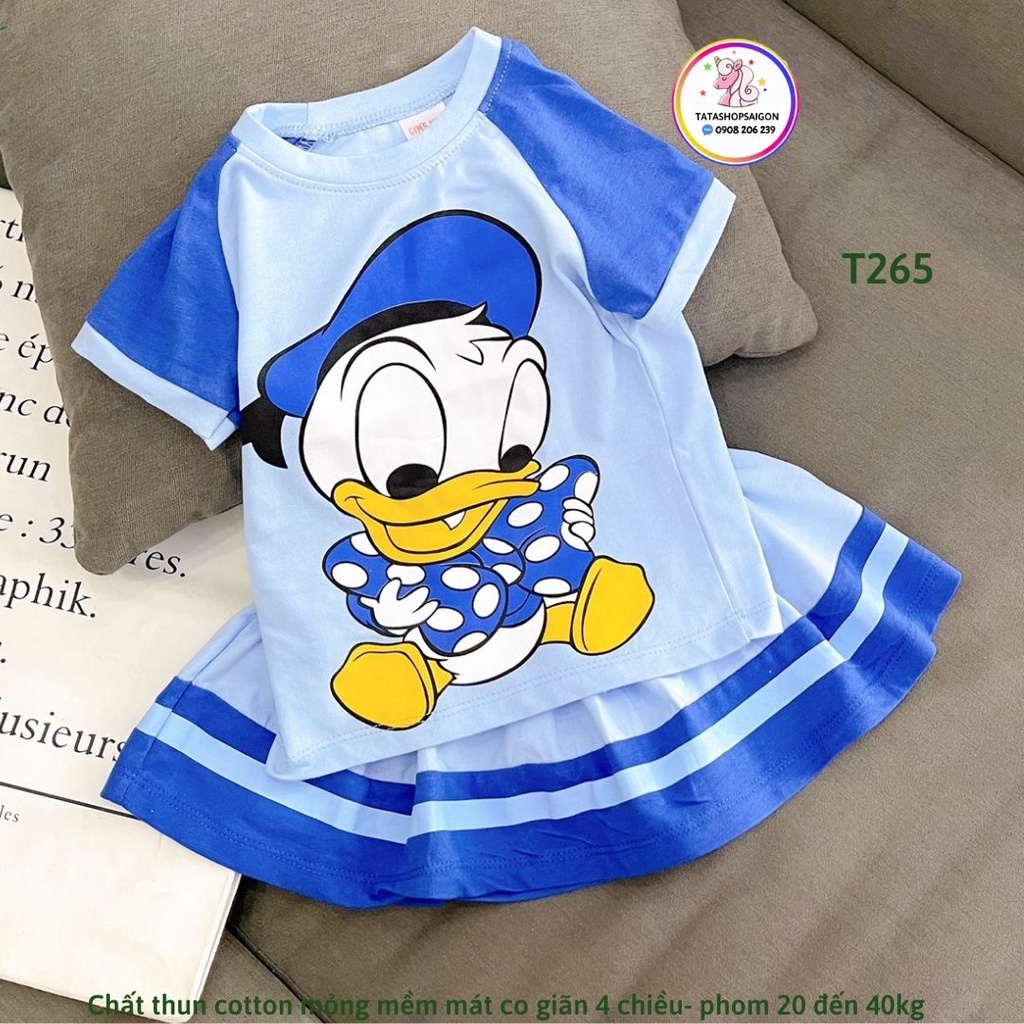 T170 Set bộ váy bé gái size đại chất cotton mặc mát [22 40kg]