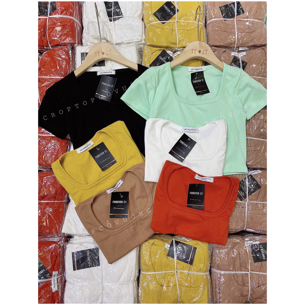 Áo croptop cổ vuông Shynstores form ôm vải giãn cao cấp nhiều màu | BigBuy360 - bigbuy360.vn