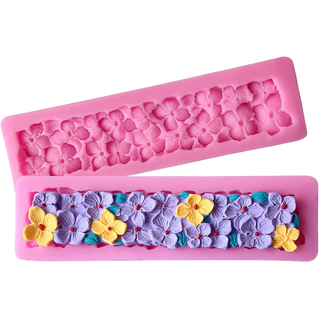Khuôn fondant silicon dải hoa 4 cánh