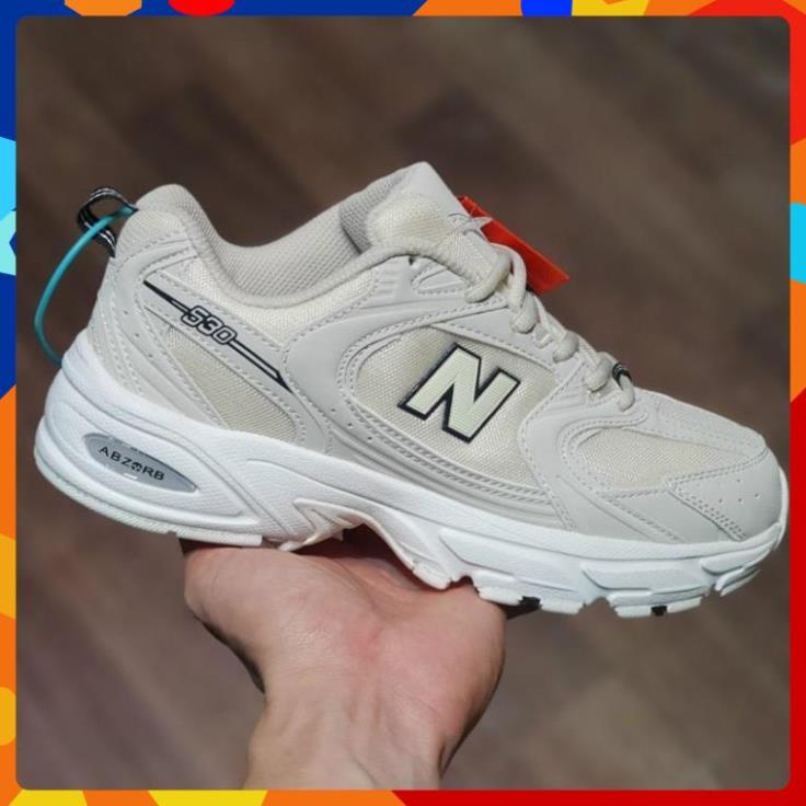 [FreeShip+ Hàng Cao Cấp] Giày NB 530 kem trắng be vàng xịn, Giầy New Blace trắng kem sữa nâu full phụ kiện