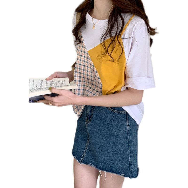 Áo Thun cotton Tay Ngắn Giả Hai Lớp Thời Trang Mùa Hè Hàng Mới