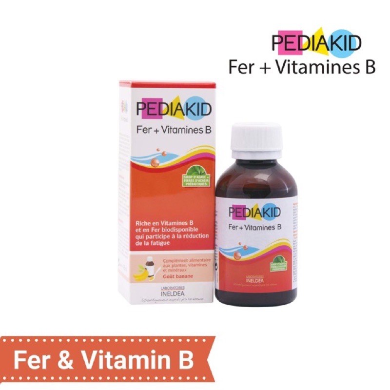 Pediakid Fer + Vitamines B - Bổ Sung Sắt Vitamin Nhóm B,Phát Triển Toàn Diện Cho Bé 125ml