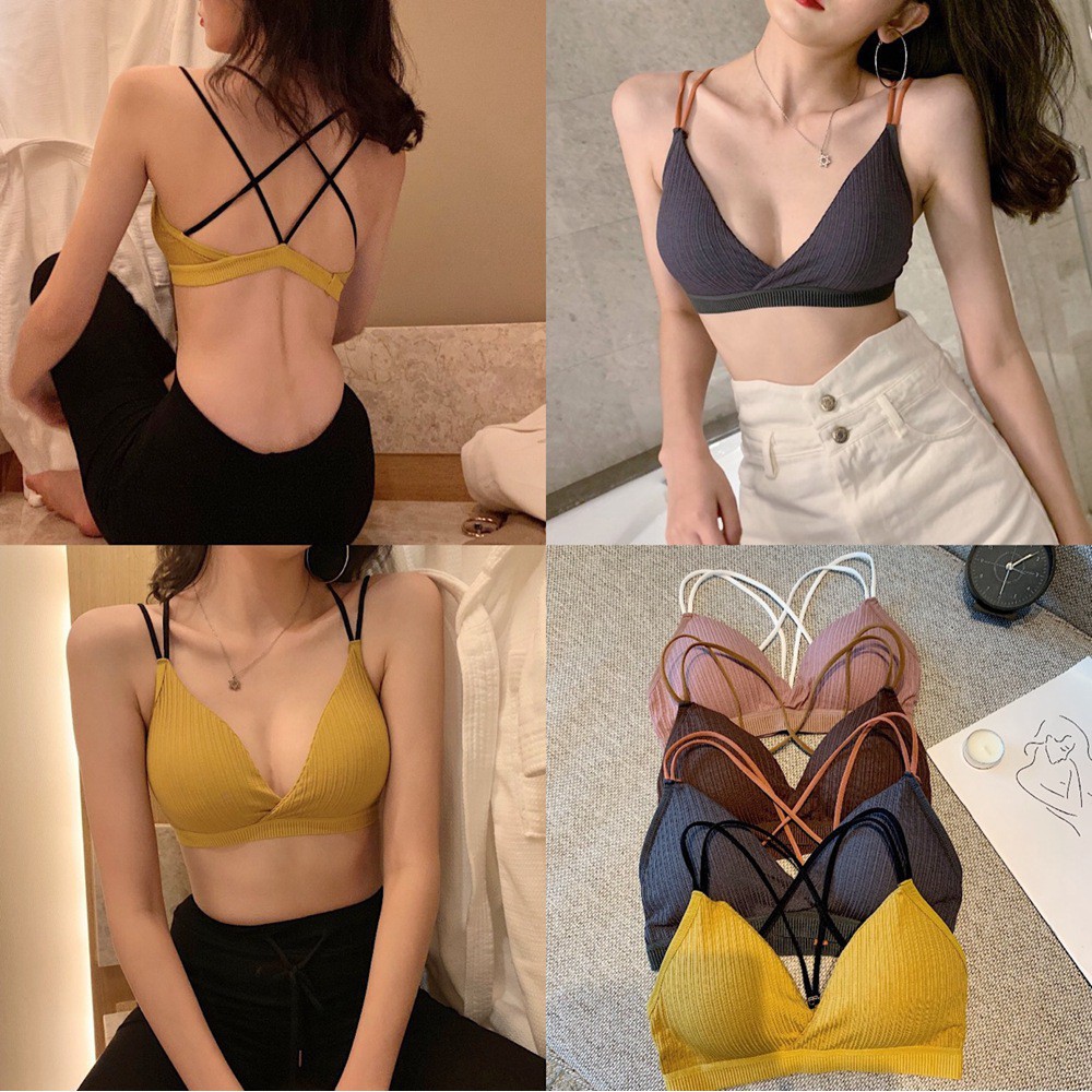 Mẫu Mới Áo Bra Cotton Đệm Dày Đan Dây Lưng Gợi Cảm Xịn Sò BR20