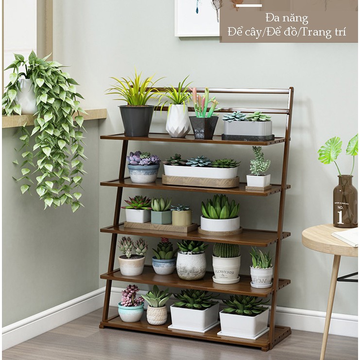 Kệ giày, kệ để cây đa năng màu óc chó 4 tầng 80x24x78 (ngang 80)