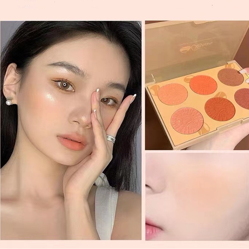 Bảng phấn má hồng Xiyuan sáu màu sắc ánh ngọc trai dành cho nữ YR