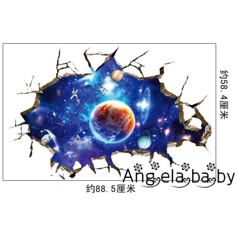 Inl-new 3D Galaxy Out Space Planet Bé Trai Phòng Ngủ Nghệ Thuật Vinyl Dán Tường Decal