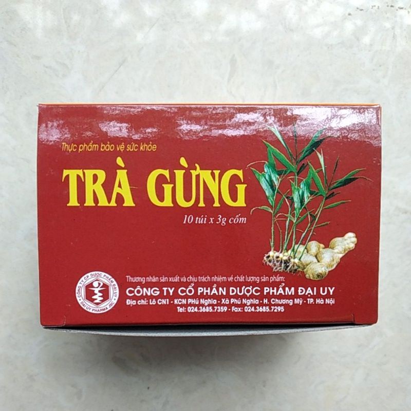 TRÀ GỪNG ĐẠI UY hộp 10 túi dạng cốm hòa tan, hỗ trợ nhiễm lạnh, hạ HA