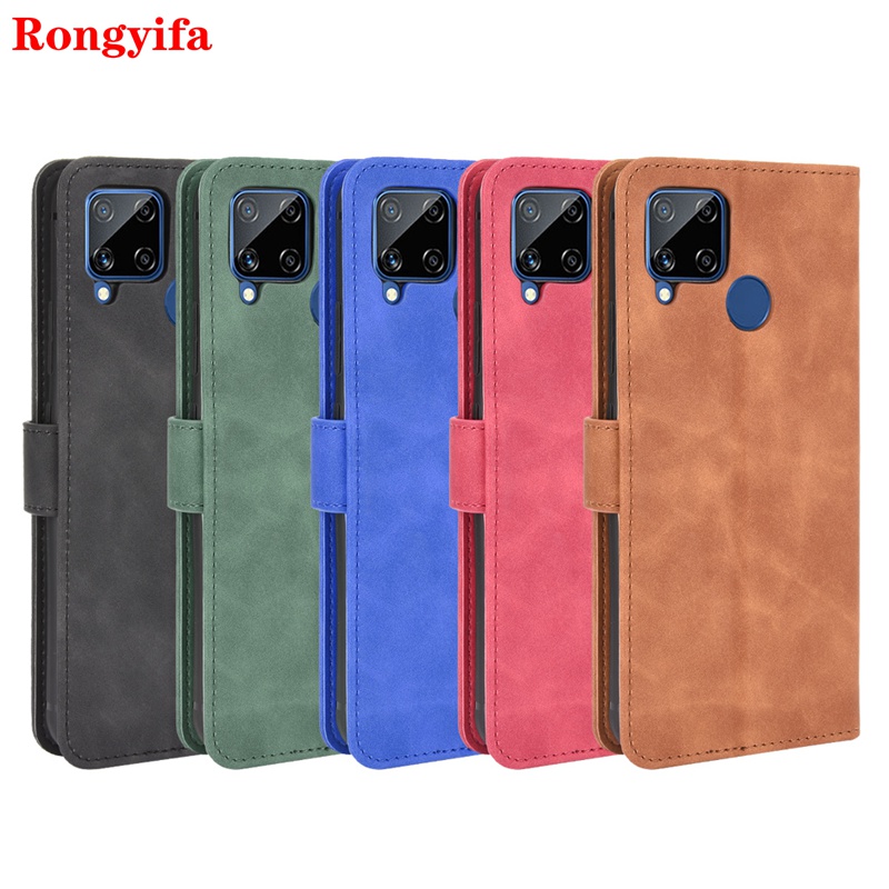 Bao Da Điện Thoại Nắp Lật Dạng Ví Có Ngăn Đựng Thẻ Cho Oppo Realme C15 C12 C11 X7 Pro V3 A53 2020 A92S A92 A72 A52