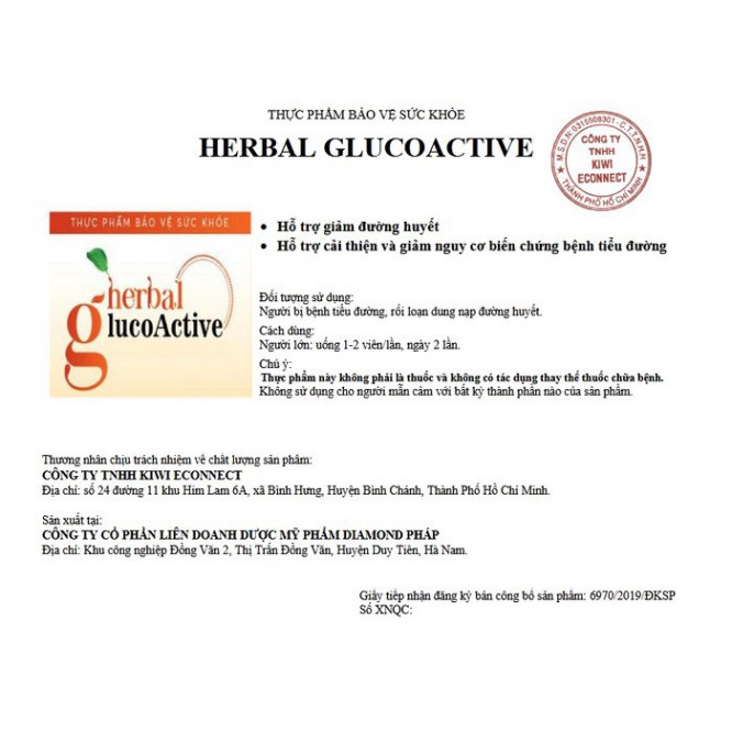 HERBAL GLUCOACTIVE 👍 [CHÍNH HÃNG] ❤️ ĐẬP TAN NỖI LO TIỂU ĐƯỜNG ỔN ĐỊNH ĐƯỜNG HUYẾT TYPE 1 VÀ 2 PHÒNG NGỪA ĐỘT QUỴ