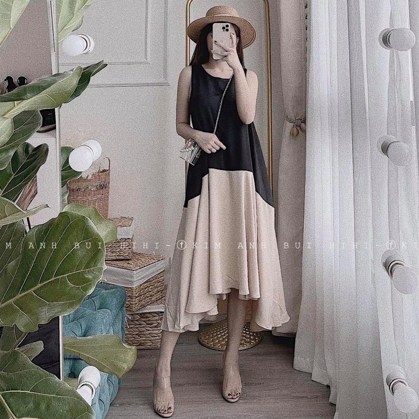 Váy sát nách phối màu dáng suống cực đep đẹp AH12 | BigBuy360 - bigbuy360.vn