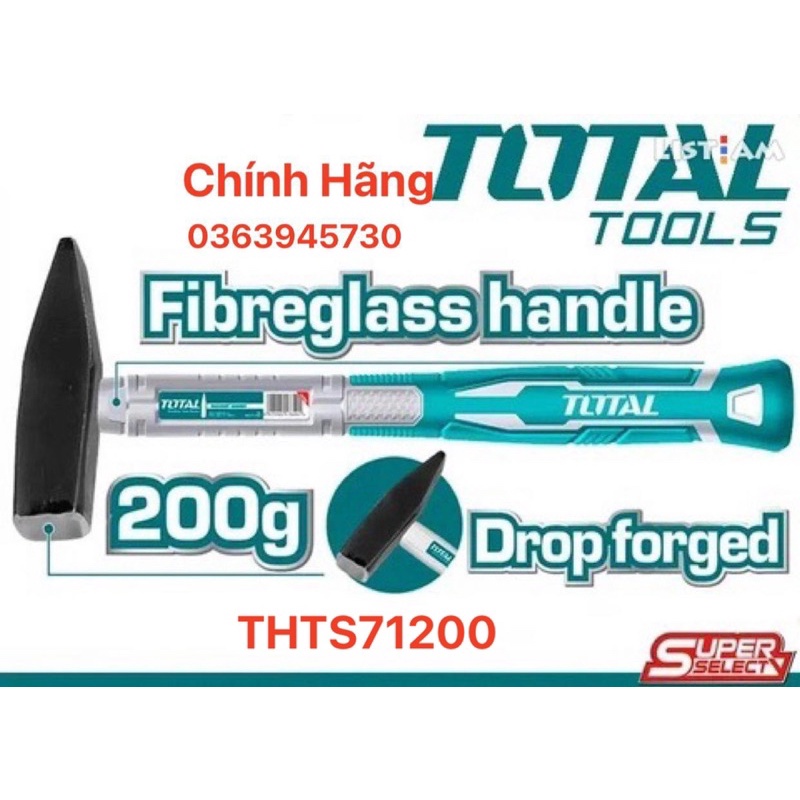 ĐỒ NGHỀ TOTAL Búa đinh đầu dẹp & vuông 100g THTS71100 / 200g THTS71200 / 300g THTS71300