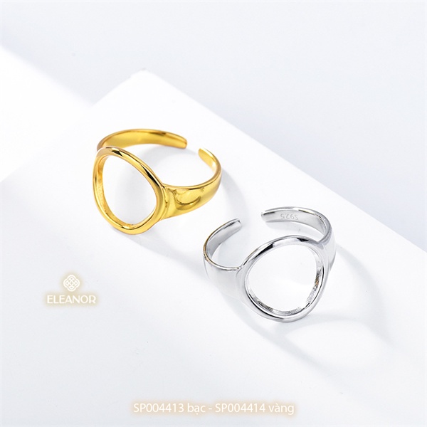Nhẫn nữ hở bạc 925 Eleanor Accessories mặt tròn viền trơn phụ kiện trang sức basic