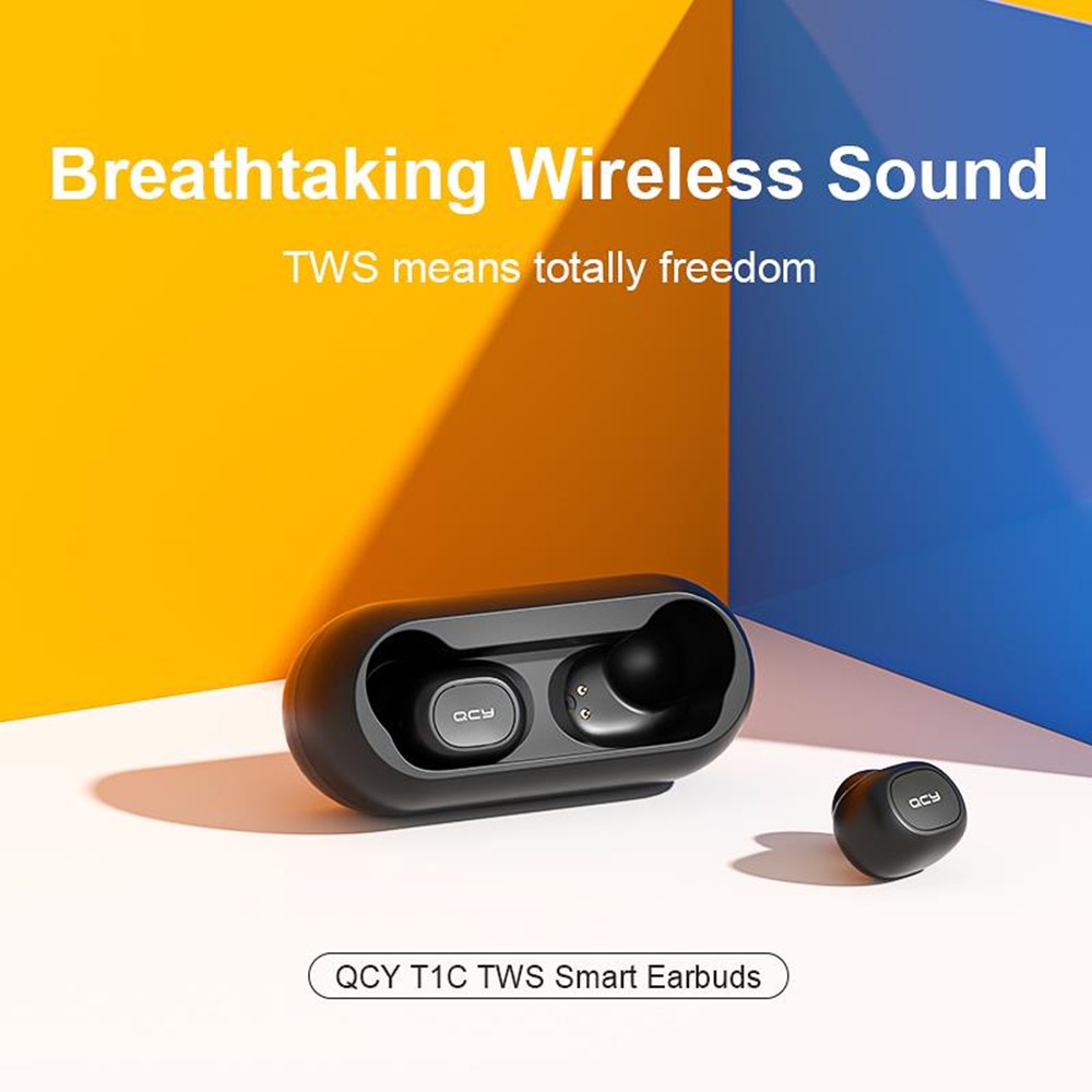 Tai nghe bluetooth QCY T1C Nhét tai không dây mini TWS Tự động kết nối hỗ trợ tùy chỉnh qua ứng dụng Tặng kèm túi đựng