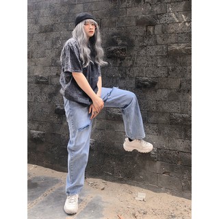 QUẦN JEANS SUÔNG RÁCH GỐI [ảnh thật 100%]
