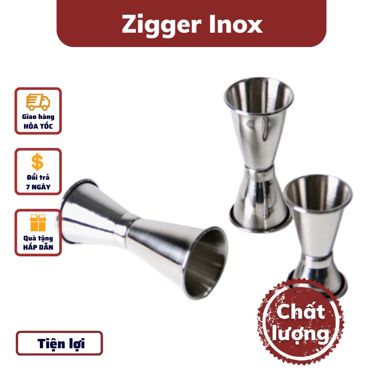 ly đong zigger định lượng 20-40cc bằng inox 2 đầu cao cấp, jigger chuyên dụng dụng cụ pha chế quán Bar nhỏ gọn
