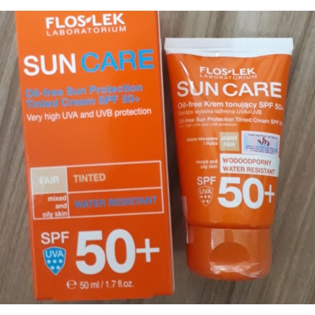 Kem Chống Nắng Sun Care Floslek - Oil Free Sun Protection Tinted Cream SPF50+ 50ml Cho Da Dầu