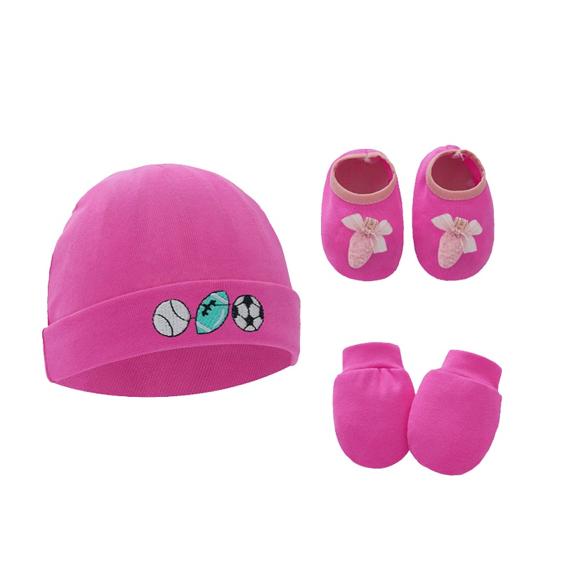 Bộ Vỏ Bọc Chân + Găng Tay + Mũ Bằng Cotton Giữ Ấm Cho Bé Sơ Sinh