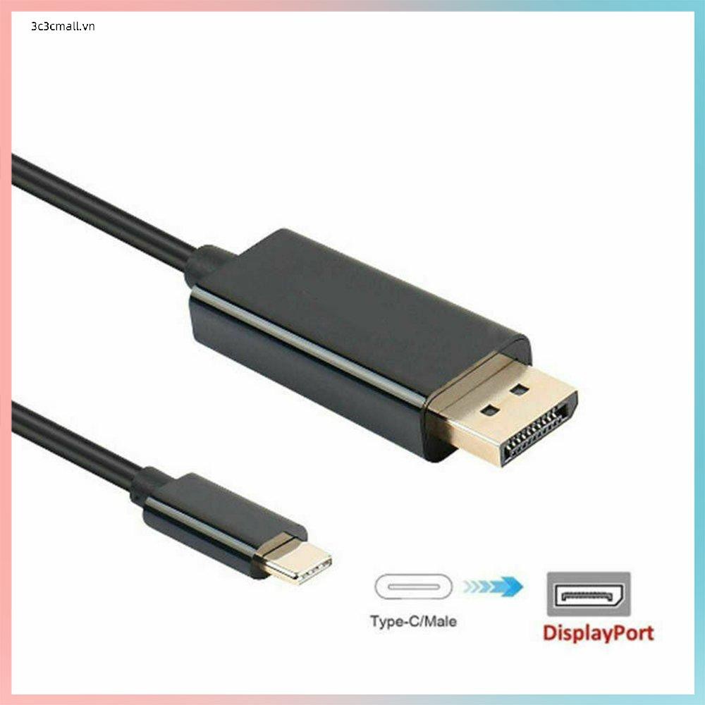 ✨chất lượng cao✨ Displayport USB C USB 3.1 Type C to DisplayPort DP Male Cable Adapter 4K@60Hz 1.8m Black Charger Cord Cable