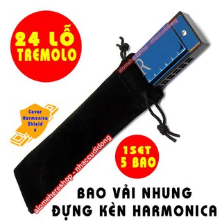 Bộ 5 Bao Nhung Đựng Kèn Harmonica Tremolo 24 Lỗ