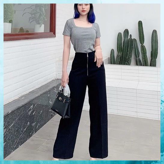 Quần Ống Rộng Nữ Lưng Cao, Quần Ống Suông Nữ Lưng Cao Khóa Trước không Cúc | BigBuy360 - bigbuy360.vn