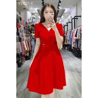 Đầm xòe - đầm xòe dự tiệc đính ngọc chiết ly eo