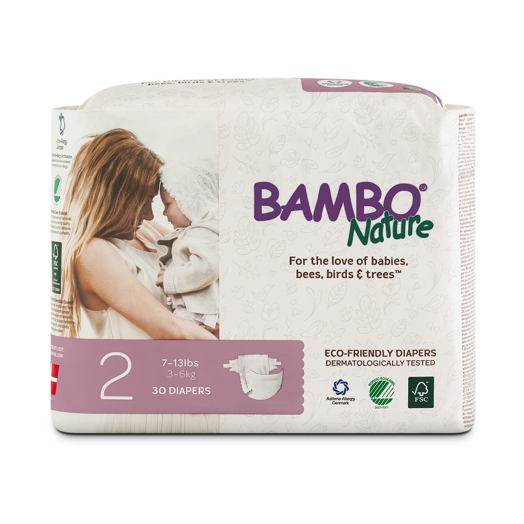 Tã Dán 100% Hữu Cơ Bambo Nature - Nhập Khẩu Đan Mạch - 3-6kg - S30 - 30 miếng