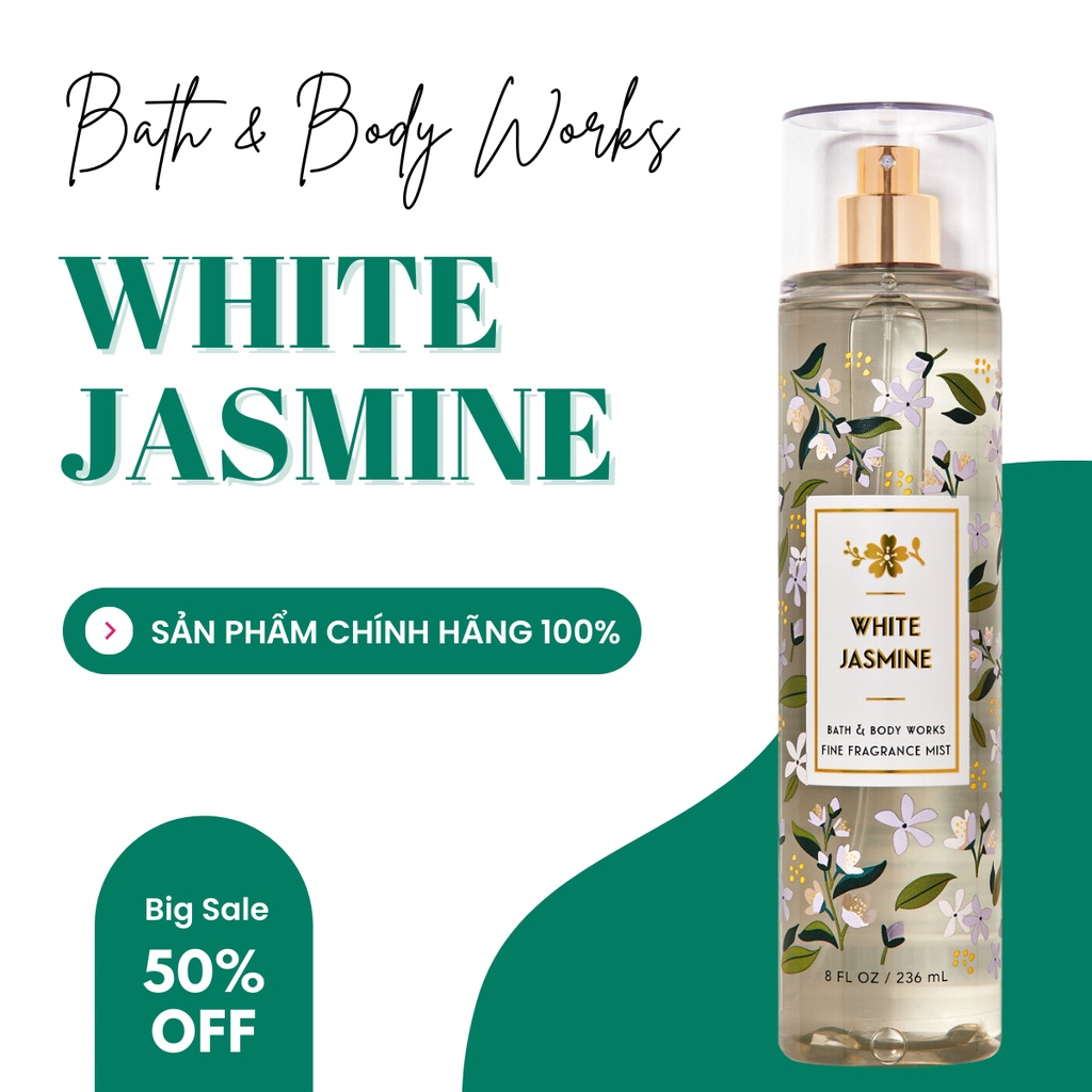 Xịt Thơm Toàn Thân Bath&Body Works White Jasmine Hương Hoa Nhài Trắng