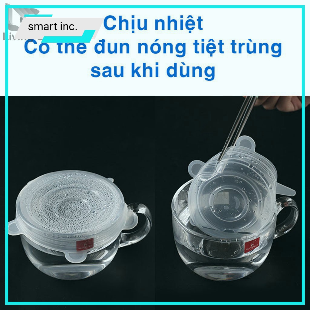 Màng bọc thực phẩm, set 6 nắp bọc Silicon co giãn chịu nhiệt bảo quản thức ăn