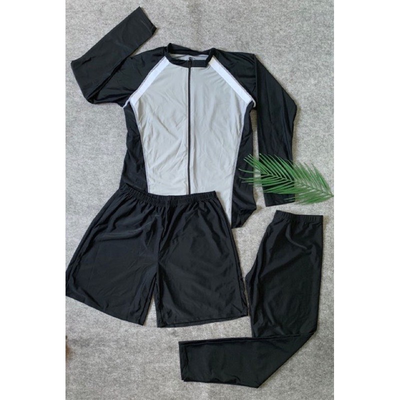 Đồ bơi big size đôi áo xám quần đen nam nữ | BigBuy360 - bigbuy360.vn