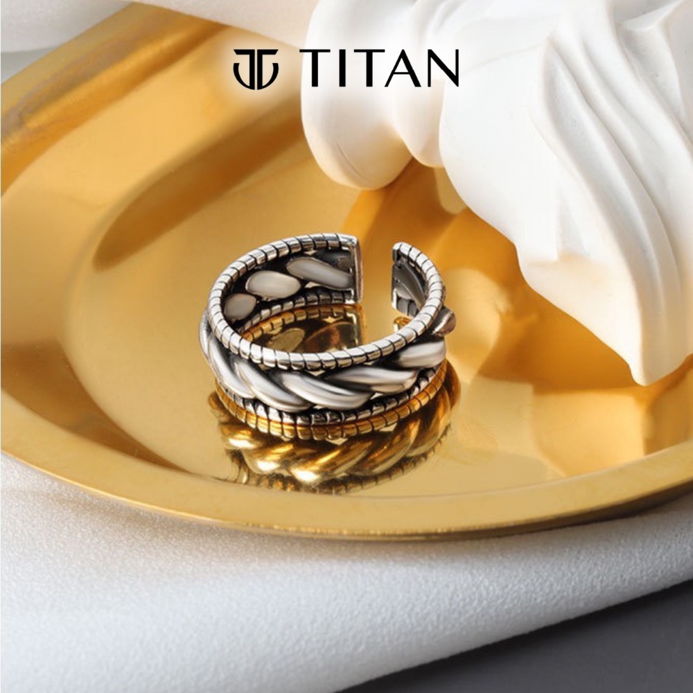 Nhẫn nam nữ họa tiết xoắn ốc, nhẫn thời trang unisex freesize cá tính không gỉ ring titan màu bạc 925 TITAN Shop