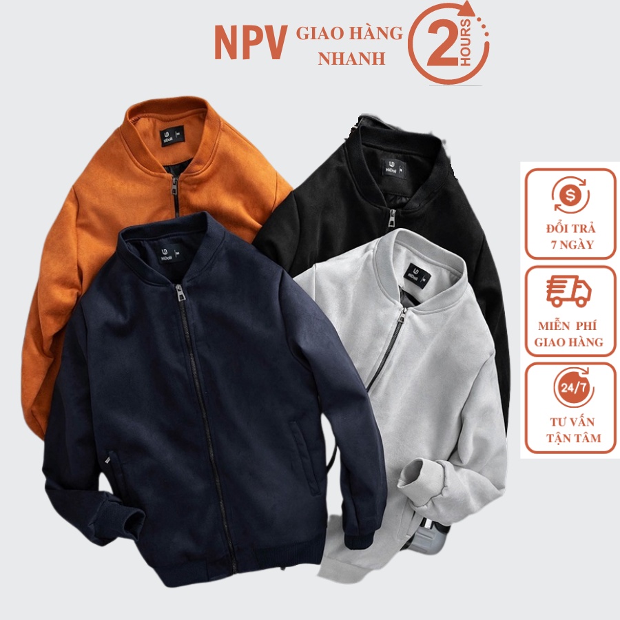Áo khoác nam da lộn NPV tay chun bomber ,áo khoác da lộn cao cấp 4 màu giữ nhiệt tốt