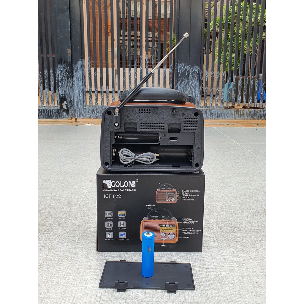 Đài radio FM F22 BT thiết kế vân gỗ hiện đại âm thanh hay to rõ hỗ trợ Bluetooh thẻ nhớ USB thiết kế cổ điển vintage