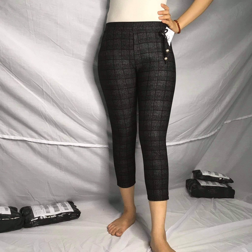 Quần cotton lửng 75cm sọc kẻ lưng thun mẫu mới