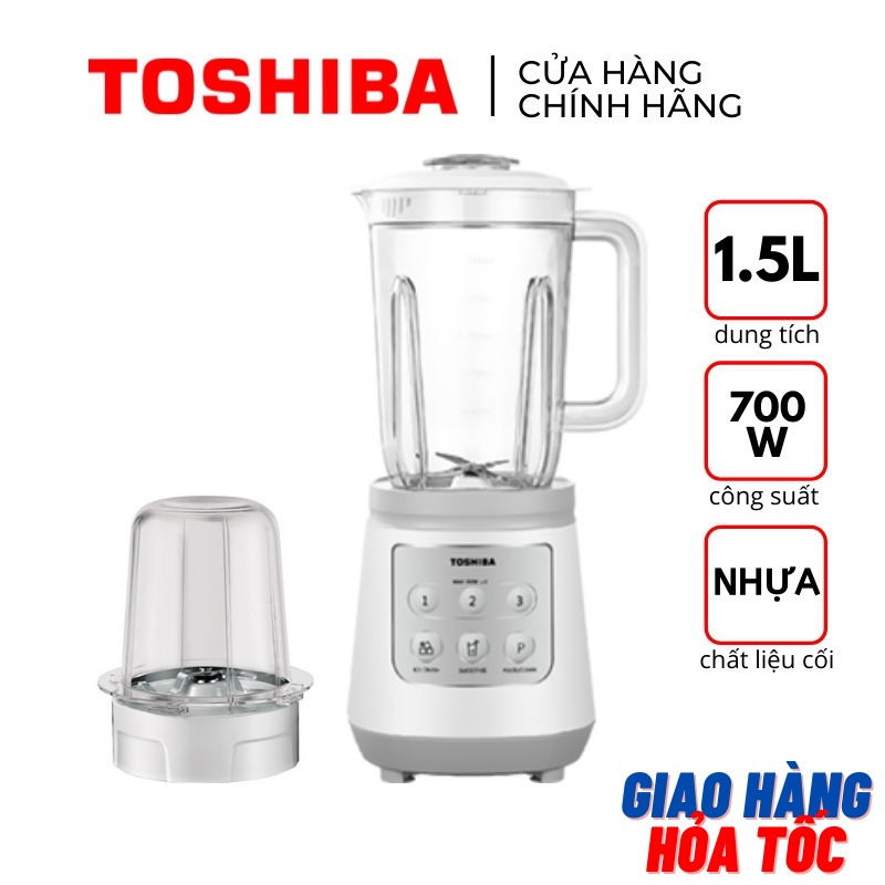Máy xay sinh tố Toshiba BL-70PR1NV dung tích 1.5L 2 cối nhựa có xay đá 700W - Bảo hành hãng 12 tháng